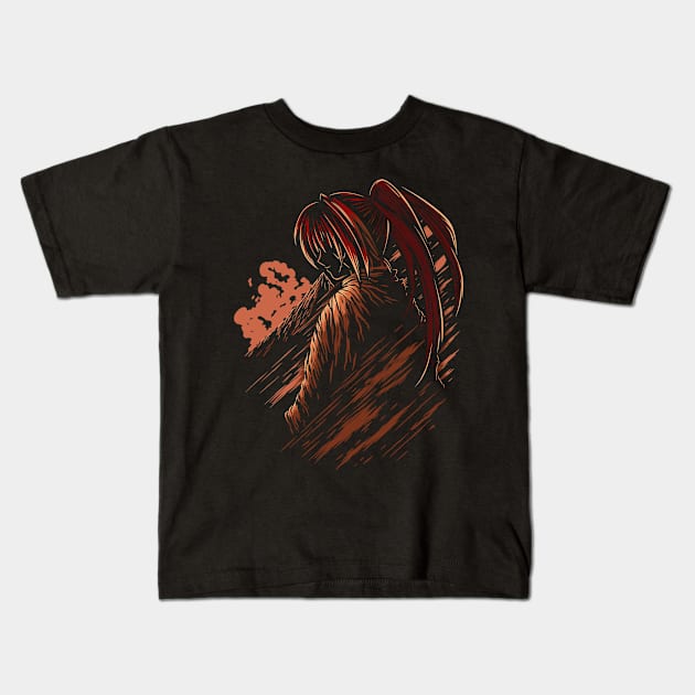 The Red Samurai Japanese Kids T-Shirt by oncemoreteez